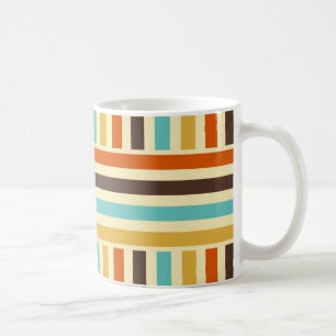 Taza De Café Rayas horizontales verticales azul amarillo rojo