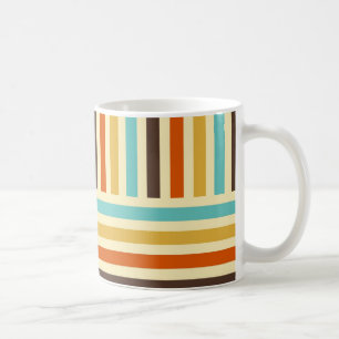 Taza De Café Rayas horizontales verticales azul amarillo rojo