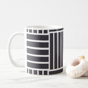 Taza De Café Rayas Horizontales Verticales Grises Blancas