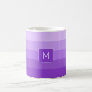 Taza De Café Rayas Lilac personalizado monogramos