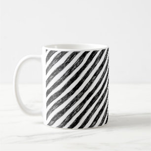 Taza De Café Rayas lineales negras, patrón sin costuras.