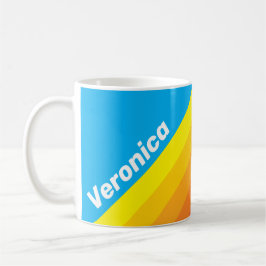Taza De Café Rayas Marinas de Estallido Solar con Nombre