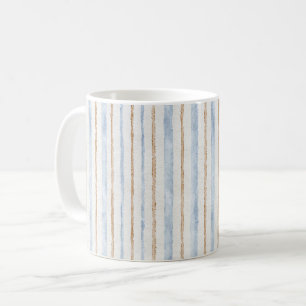 Taza De Café Rayas Marrones Crema Azul