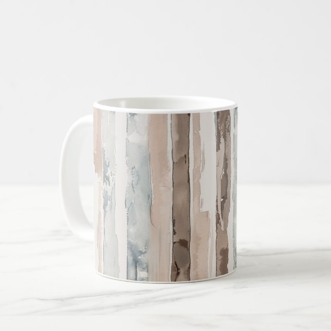 Taza De Café Rayas Marrones Crema Azul   (Anverso izquierdo)