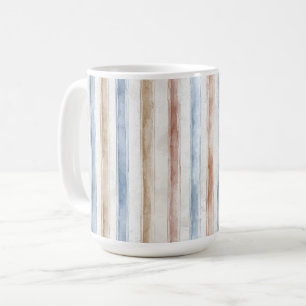 Taza De Café Rayas Marrones Crema Azul Bonito