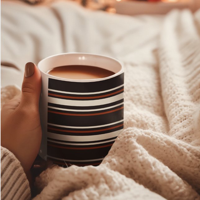 Taza De Café Rayas marrones de chocolate oscuro (mugs and cups)