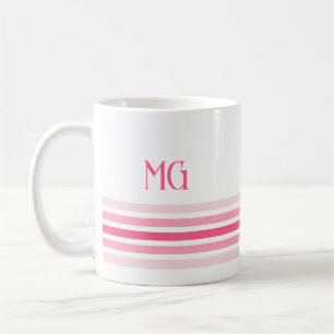 Taza De Café Rayas minimalistas con monograma retro