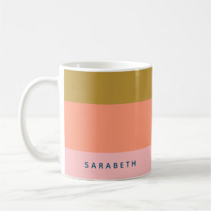 Taza De Café Rayas modernas elegantes en tonos tierra bonitos N