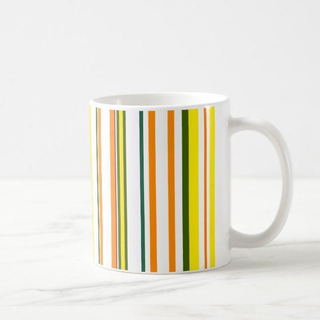 Taza De Café Rayas modernas naranja amarillo blanco de moda (Derecha)