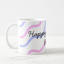 Taza De Café Rayas moradas rosadas feliz cumpleaños añadir nomb