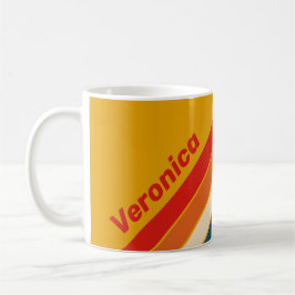 Taza De Café Rayas Mostaza Retro con Nombre
