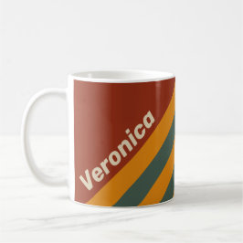 Taza De Café Rayas Naranjas Retro con Nombre