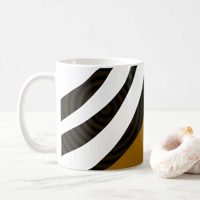Taza De Café Rayas Negras Marrones Blancas (Con donut)