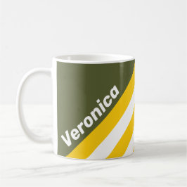 Taza De Café Rayas Nostálgicas de Miel Verde con Nombre