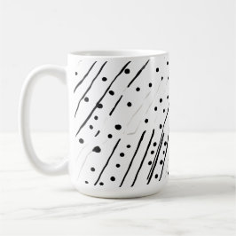 Taza De Café Rayas o puntos de polka negro, blanco, gris