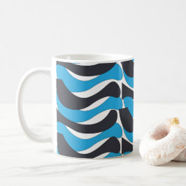 Taza De Café Rayas Onduladas Gris Azul