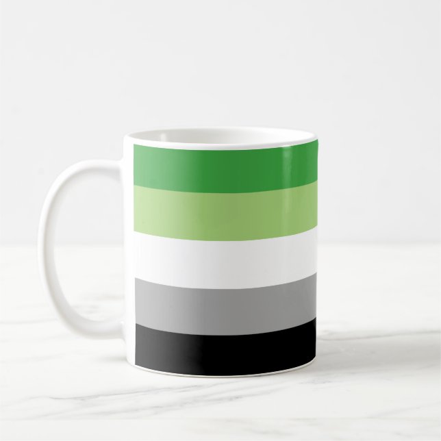Taza De Café Rayas Orgullo Aromántico (Izquierda)