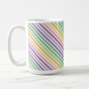 TAZA DE CAFÉ RAYAS PURPURA ROSA VERDE AMARILLO DE PASCUA