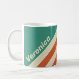 Taza De Café Rayas Retro Atemporales con Nombre