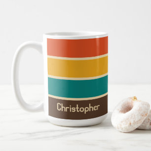 Taza De Café Rayas retro Color de vintage Nombre de color marró