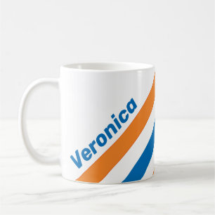 Taza De Café Rayas Retro de Nueva Amsterdam con Nombre