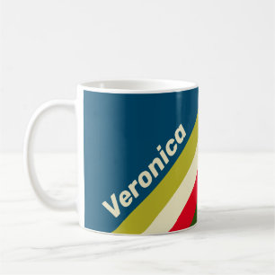 Taza De Café Rayas Retro de Rugby con Nombre