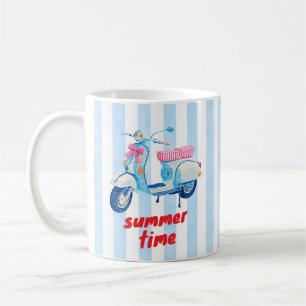 Taza De Café Rayas Retro de Scooter de Verano Dopamina