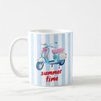 Taza De Café Rayas Retro de Scooter de Verano Dopamina