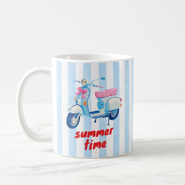Taza De Café Rayas Retro de Scooter de Verano Dopamina (Izquierda)