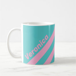 Taza De Café Rayas Retro de South Beach con Nombre