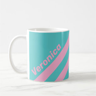 Taza De Café Rayas Retro de South Beach con Nombre