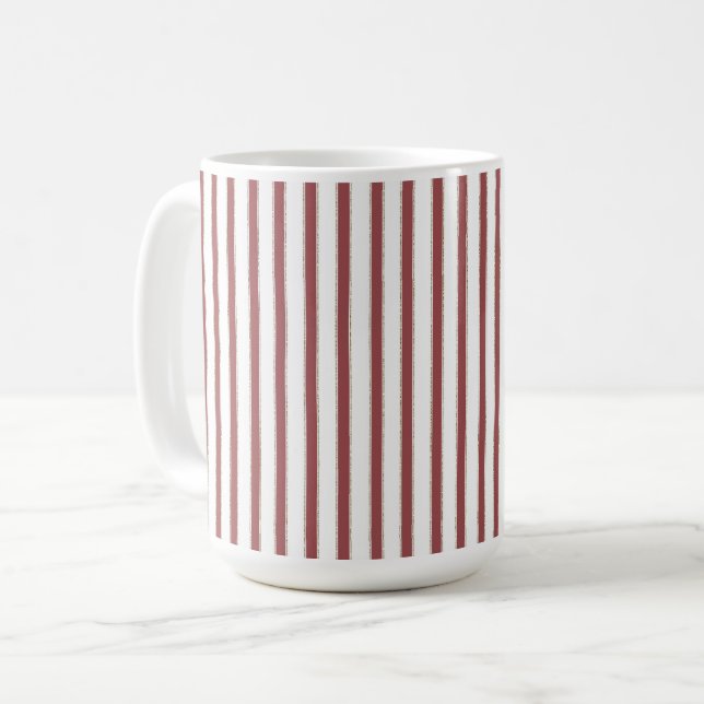 Taza De Café Rayas rojas blancas de Navidad (Anverso izquierdo)