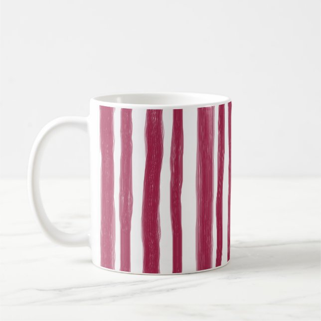 Taza De Café Rayas Rojas Bordeaux  (Izquierda)