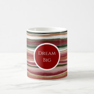 Taza De Café Rayas rojas verdes rubor blanco dorado