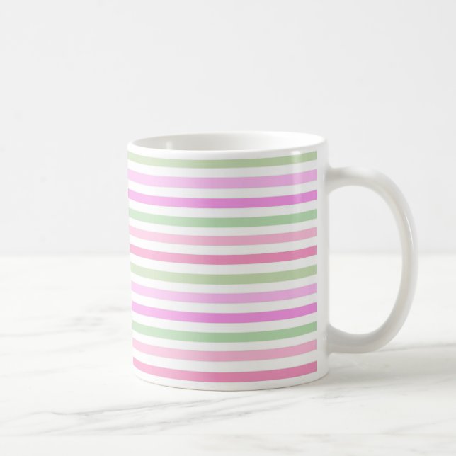 Taza De Café Rayas, rosa, verde (Derecha)