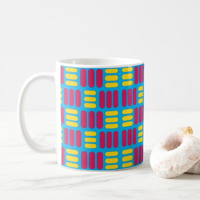 Taza De Café Rayas rosadas amarillas (Con donut)