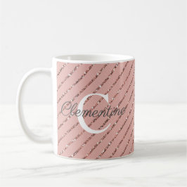 Taza De Café Rayas rosadas de oro de Purpurina onduladas Monogr