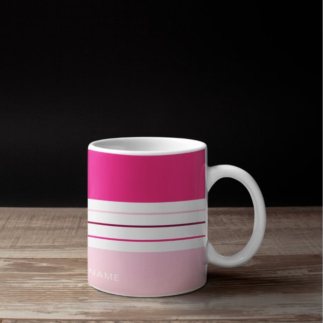 Taza De Café Rayas rosadas modernas personalizadas (Subido por el creador)