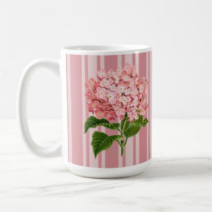 Taza De Café Rayas rosadas y Hortensia