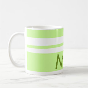 Taza De Café Rayas verde neón Monograma de letra de patrón grie