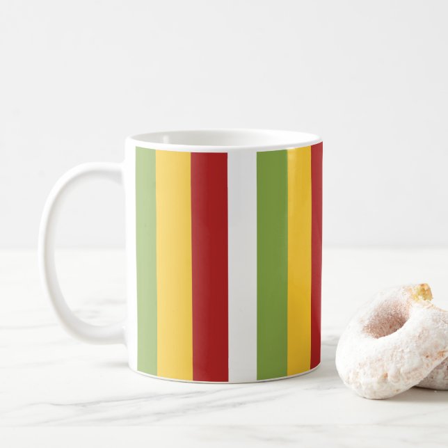 Taza De Café Rayas Verdes Amarillas Rojas (Con donut)