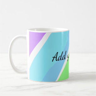 Taza De Café Rayas verdes azules rosadas agregar nombre mensaje
