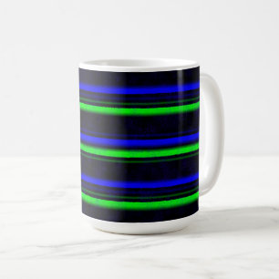 Taza De Café Rayas verdes de color azul negro