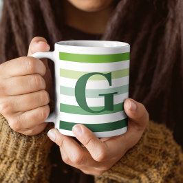 Taza De Café Rayas verdes de moda con monograma
