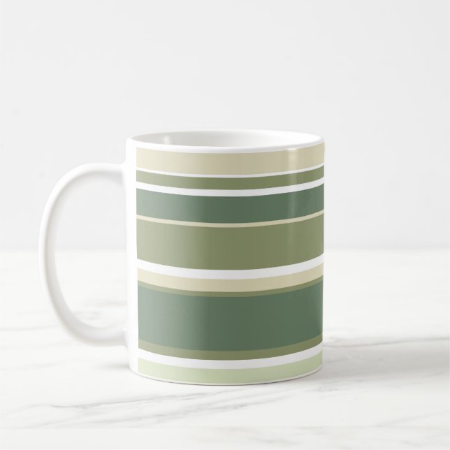 Taza De Café Rayas verdes de oliva (Izquierda)