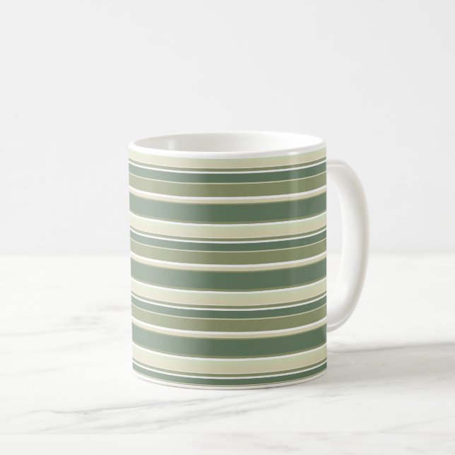 Taza De Café Rayas verdes de oliva (Anverso derecho)