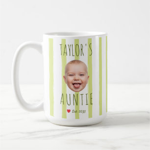 Taza De Café Rayas Verdes Foto y Nombre Personalizados Cara de 