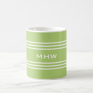 Taza De Café Rayas verdes limones personalizado monograma