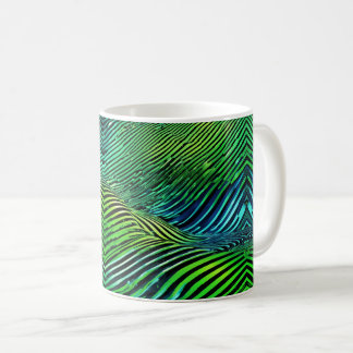 Taza De Café Rayas verdes neón futuristas