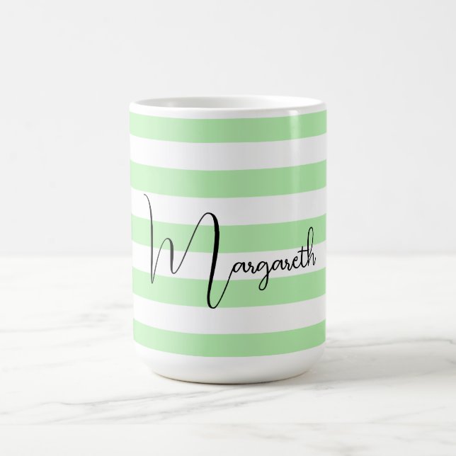 Taza De Café Rayas verdes Pastel personalizadas (Centro)